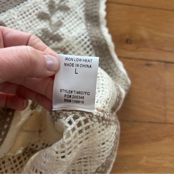 FORE Cream Embroided Floral Button Down Sweater Vest Cardigan Women’s Large - Picture 7 of 7